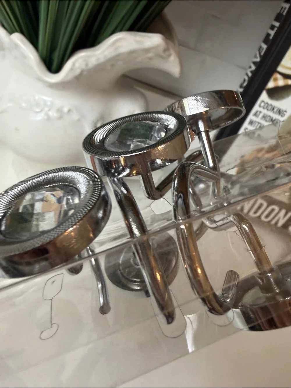 Brand new Silver Crystal Shower Curtain Hooks - Set of 4